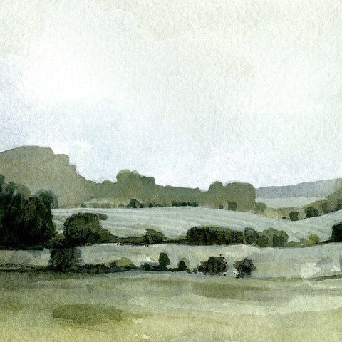 Vert Landscape I Black Modern Wood Framed Art Print with Double Matting by Caroline, Emma