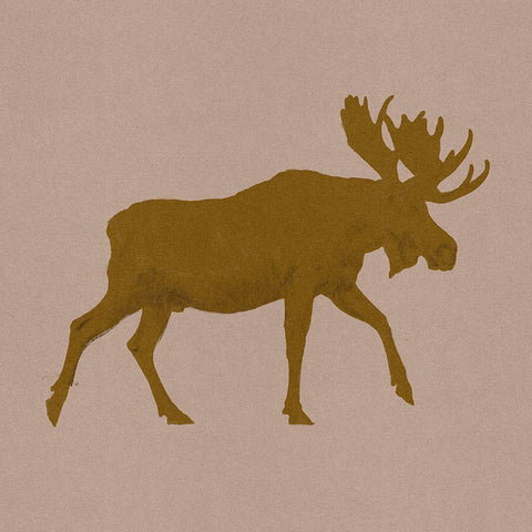 Golden Moose I White Modern Wood Framed Art Print by Green, Jacob