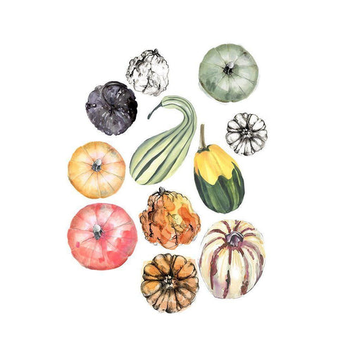 Watercolor Pumpkins II White Modern Wood Framed Art Print by Parker, Jennifer Paxton