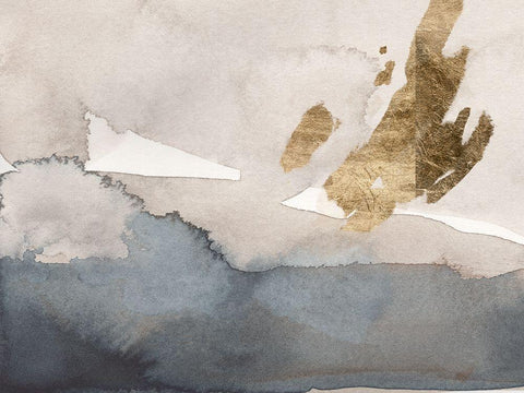 Watercolor with Gold I White Modern Wood Framed Art Print with Double Matting by Green, Jacob