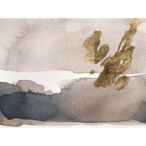 Watercolor with Gold II Black Modern Wood Framed Art Print by Green, Jacob