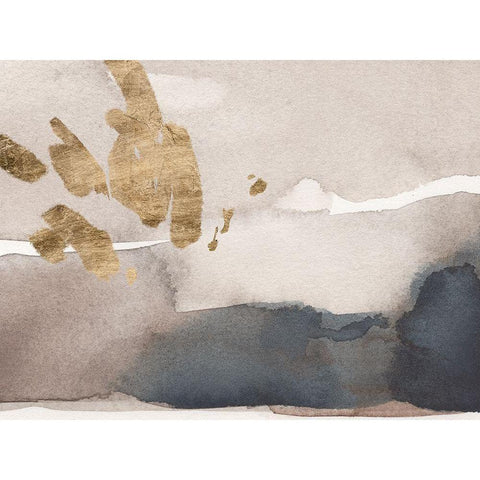 Watercolor with Gold III Black Modern Wood Framed Art Print with Double Matting by Green, Jacob