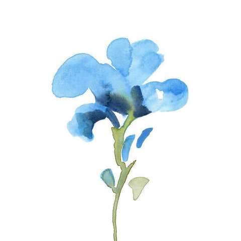 Striking Blue Iris I White Modern Wood Framed Art Print by Green, Jacob