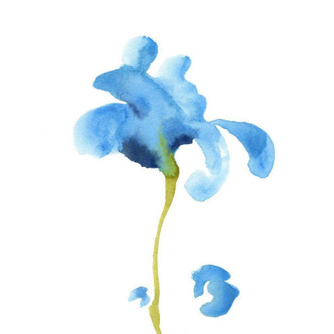 Striking Blue Iris II Black Modern Wood Framed Art Print with Double Matting by Green, Jacob