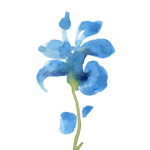 Striking Blue Iris III White Modern Wood Framed Art Print by Green, Jacob