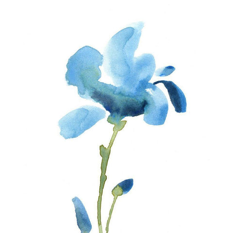 Striking Blue Iris IV Black Modern Wood Framed Art Print by Green, Jacob