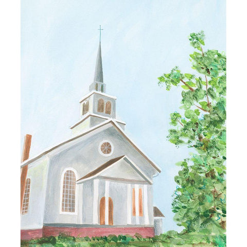 Countryside Church II White Modern Wood Framed Art Print by Moore, Regina