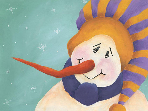 Carrot Nose Snowman I White Modern Wood Framed Art Print with Double Matting by Moore, Regina