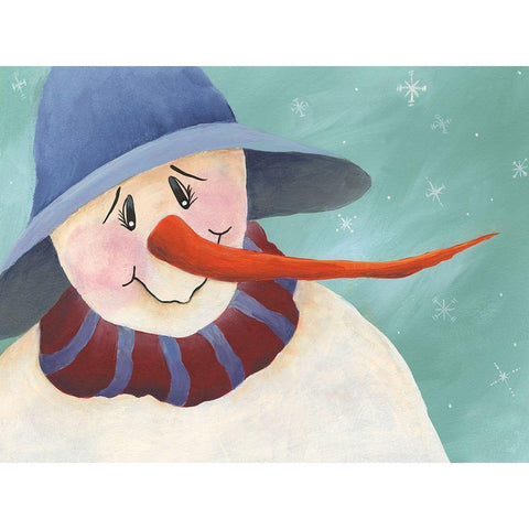 Carrot Nose Snowman II Black Modern Wood Framed Art Print by Moore, Regina