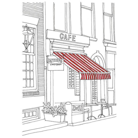 Striped Awning I Black Modern Wood Framed Art Print by Moore, Regina