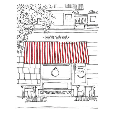 Striped Awning II White Modern Wood Framed Art Print by Moore, Regina
