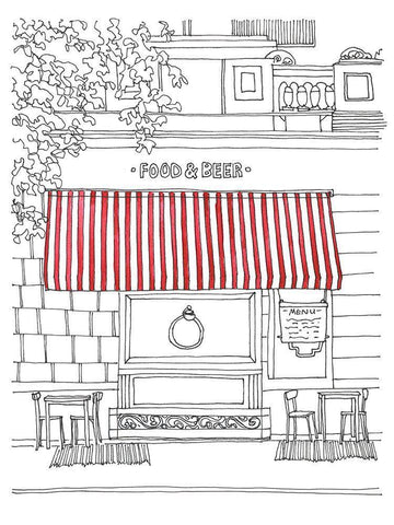 Striped Awning II White Modern Wood Framed Art Print with Double Matting by Moore, Regina