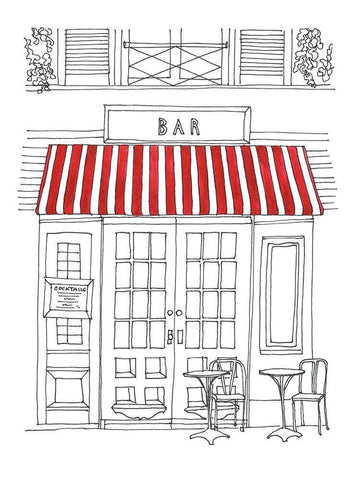 Striped Awning III White Modern Wood Framed Art Print with Double Matting by Moore, Regina