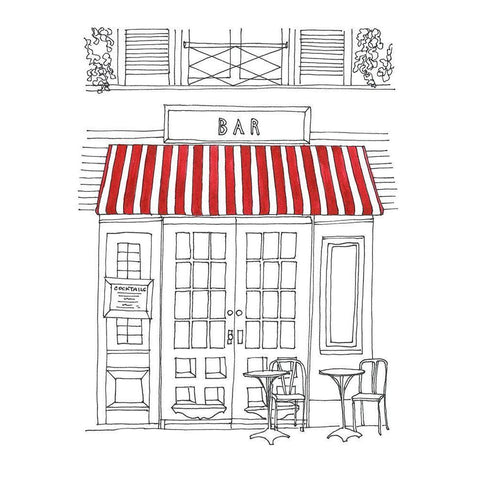 Striped Awning III Gold Ornate Wood Framed Art Print with Double Matting by Moore, Regina