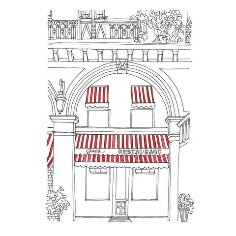 Striped Awning IV Gold Ornate Wood Framed Art Print with Double Matting by Moore, Regina