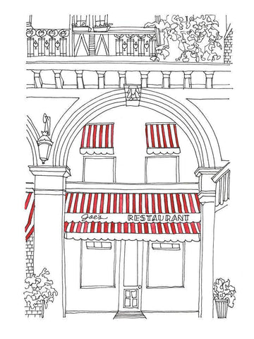 Striped Awning IV White Modern Wood Framed Art Print with Double Matting by Moore, Regina