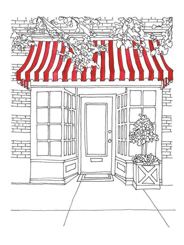 Striped Awning VI White Modern Wood Framed Art Print with Double Matting by Moore, Regina