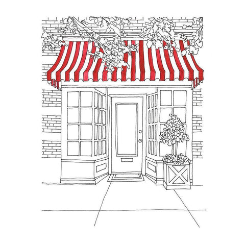 Striped Awning VI Black Modern Wood Framed Art Print by Moore, Regina