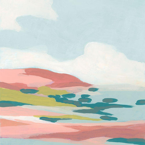 Colorful Coast I Black Modern Wood Framed Art Print with Double Matting by Vess, June Erica