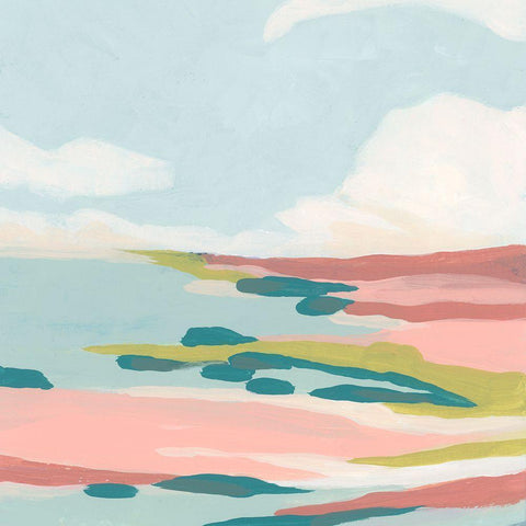 Colorful Coast II White Modern Wood Framed Art Print by Vess, June Erica