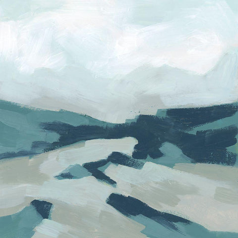 Blue Tonescape I Black Ornate Wood Framed Art Print with Double Matting by Vess, June Erica