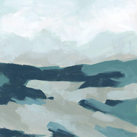 Blue Tonescape II Black Modern Wood Framed Art Print with Double Matting by Vess, June Erica