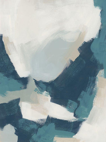 Brushy Blues I White Modern Wood Framed Art Print with Double Matting by Vess, June Erica