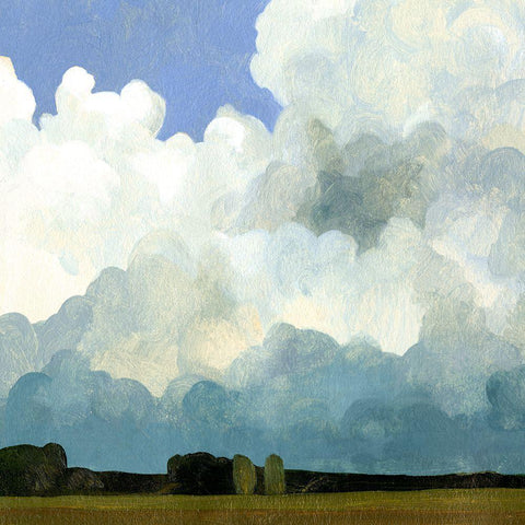 Blue Cumulus I White Modern Wood Framed Art Print by Caroline, Emma