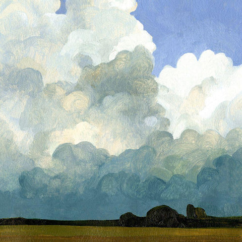 Blue Cumulus II Black Ornate Wood Framed Art Print with Double Matting by Caroline, Emma