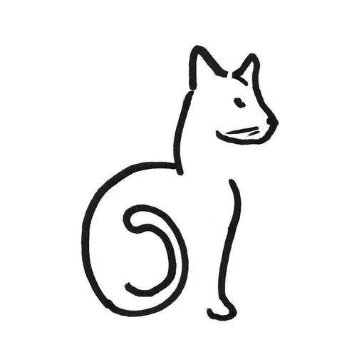 Kitteh II Black Modern Wood Framed Art Print with Double Matting by Longley, Alicia