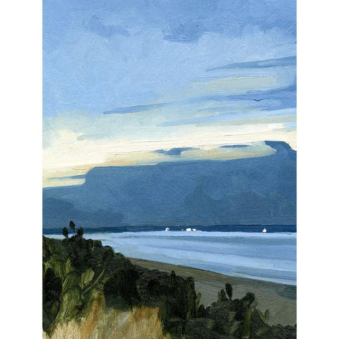 Blue Ocean Evening II Gold Ornate Wood Framed Art Print with Double Matting by Caroline, Emma