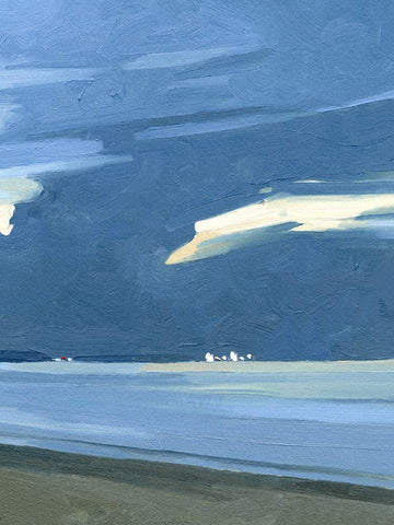Blue Ocean Evening III White Modern Wood Framed Art Print with Double Matting by Caroline, Emma