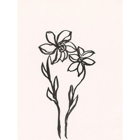 Ink Botanical Sketch IV Black Modern Wood Framed Art Print by Holland, J.