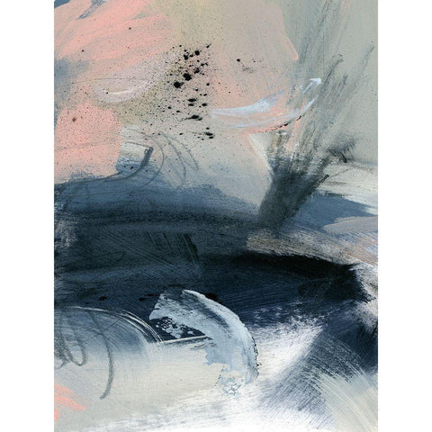 Pink Mist Abstract I Black Modern Wood Framed Art Print by Parker, Jennifer Paxton