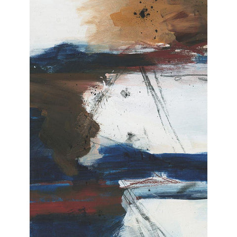 Raw Sienna Horizon II Black Modern Wood Framed Art Print by Vess, June Erica