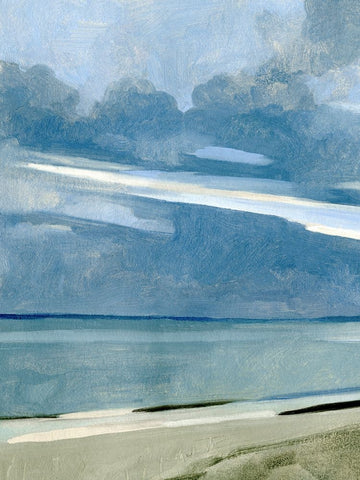 Ocean View Beach II Black Ornate Wood Framed Art Print with Double Matting by Caroline, Emma