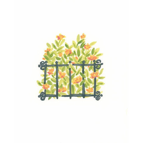 Wrought Iron Garden I Gold Ornate Wood Framed Art Print with Double Matting by Vess, June Erica