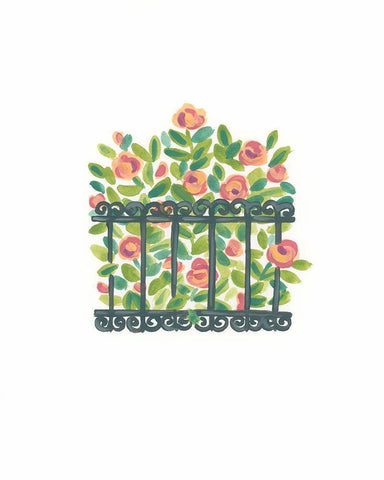 Wrought Iron Garden IV White Modern Wood Framed Art Print with Double Matting by Vess, June Erica