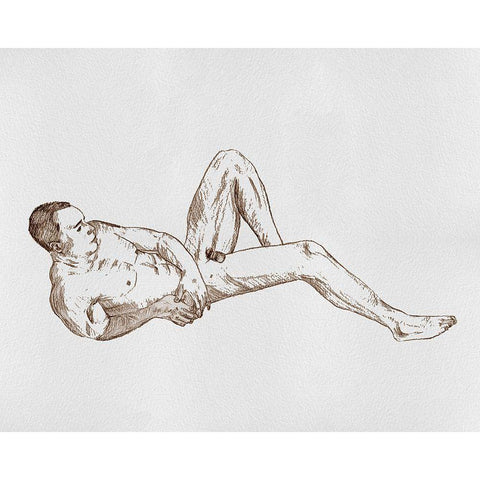 Male Body Sketch I Gold Ornate Wood Framed Art Print with Double Matting by Wang, Melissa