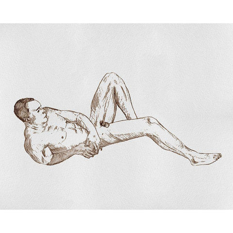 Male Body Sketch I Black Modern Wood Framed Art Print with Double Matting by Wang, Melissa