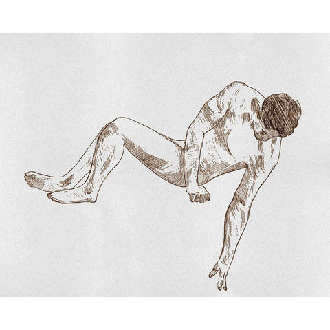Male Body Sketch II Black Modern Wood Framed Art Print with Double Matting by Wang, Melissa