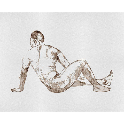Male Body Sketch III White Modern Wood Framed Art Print by Wang, Melissa