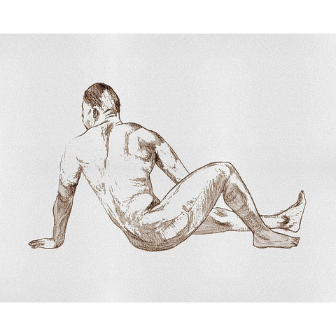 Male Body Sketch III Gold Ornate Wood Framed Art Print with Double Matting by Wang, Melissa