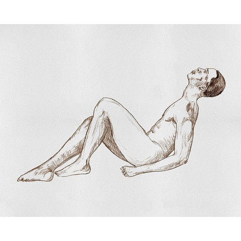 Male Body Sketch IV Gold Ornate Wood Framed Art Print with Double Matting by Wang, Melissa