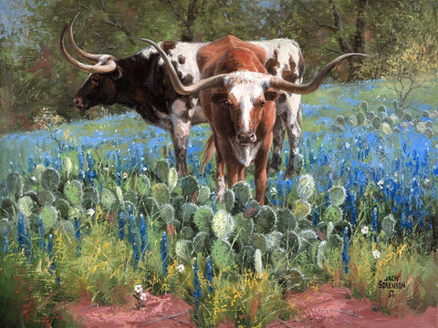 T for Texas Black Ornate Wood Framed Art Print with Double Matting by Sorenson, Jack