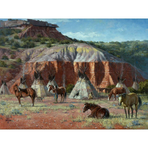 Camp of the Comanche White Modern Wood Framed Art Print by Sorenson, Jack