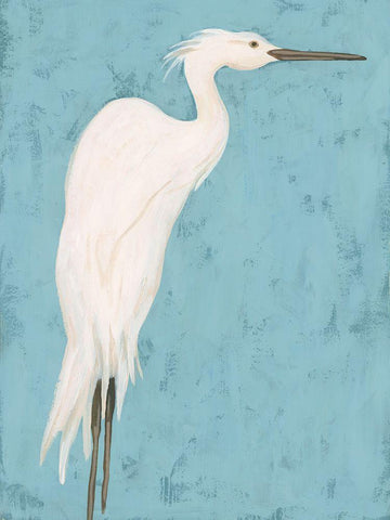 Heron Fresco I Black Ornate Wood Framed Art Print with Double Matting by Vess, June Erica
