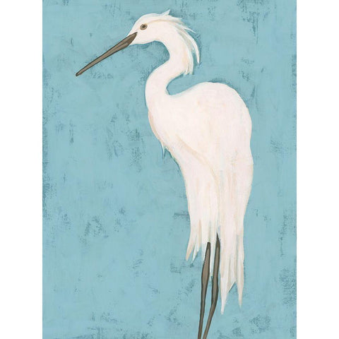 Heron Fresco II White Modern Wood Framed Art Print by Vess, June Erica