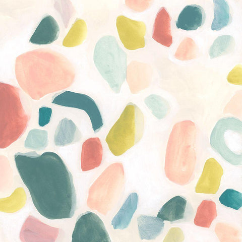 Pebble Confetti I Black Ornate Wood Framed Art Print with Double Matting by Vess, June Erica