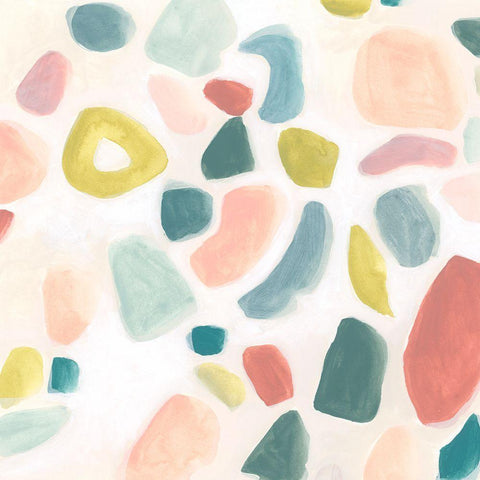 Pebble Confetti II Black Modern Wood Framed Art Print with Double Matting by Vess, June Erica